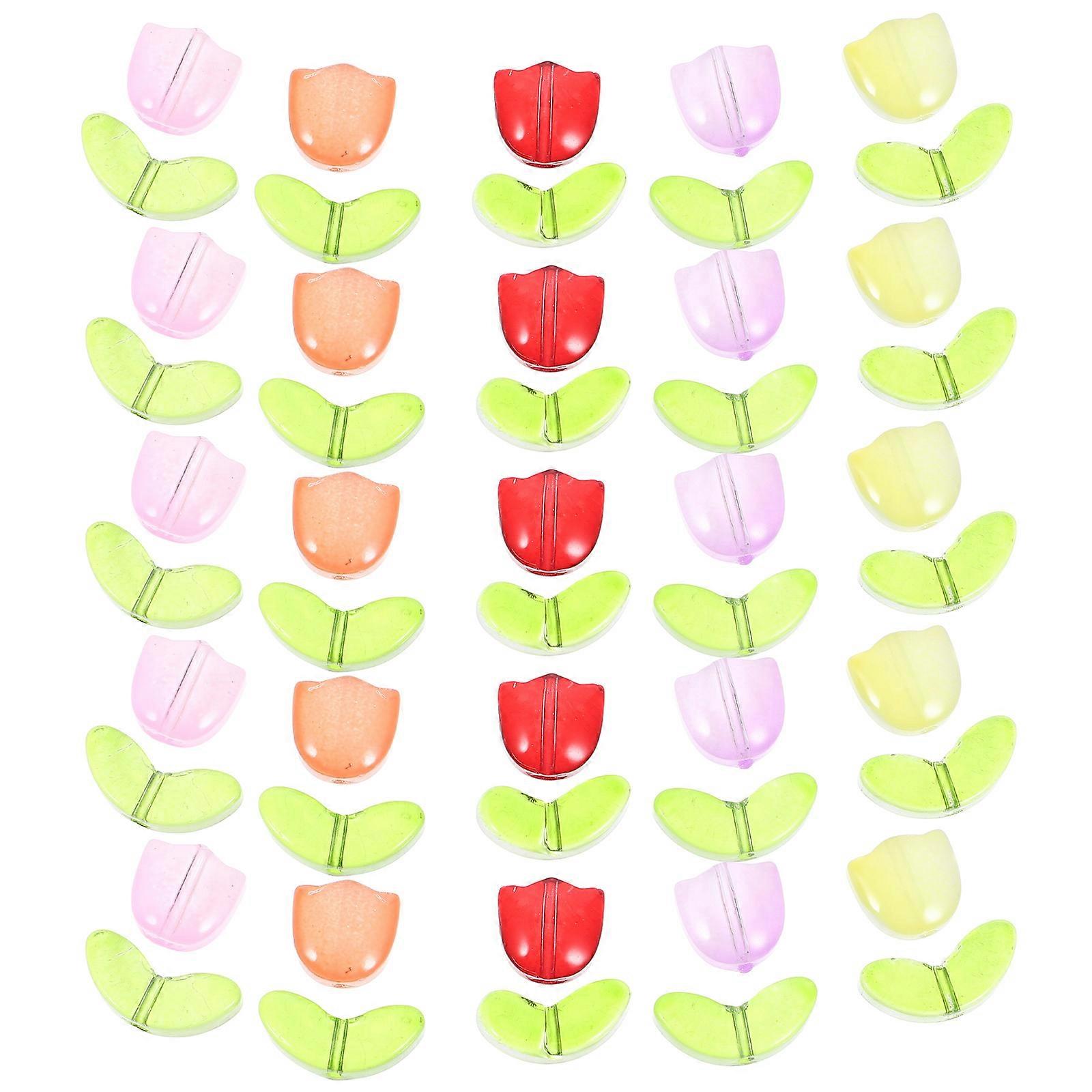 200 Pcs Flower Beads DIY Gift Crafting Items For Jewelry Lovers Assorted Color Smooth Beads