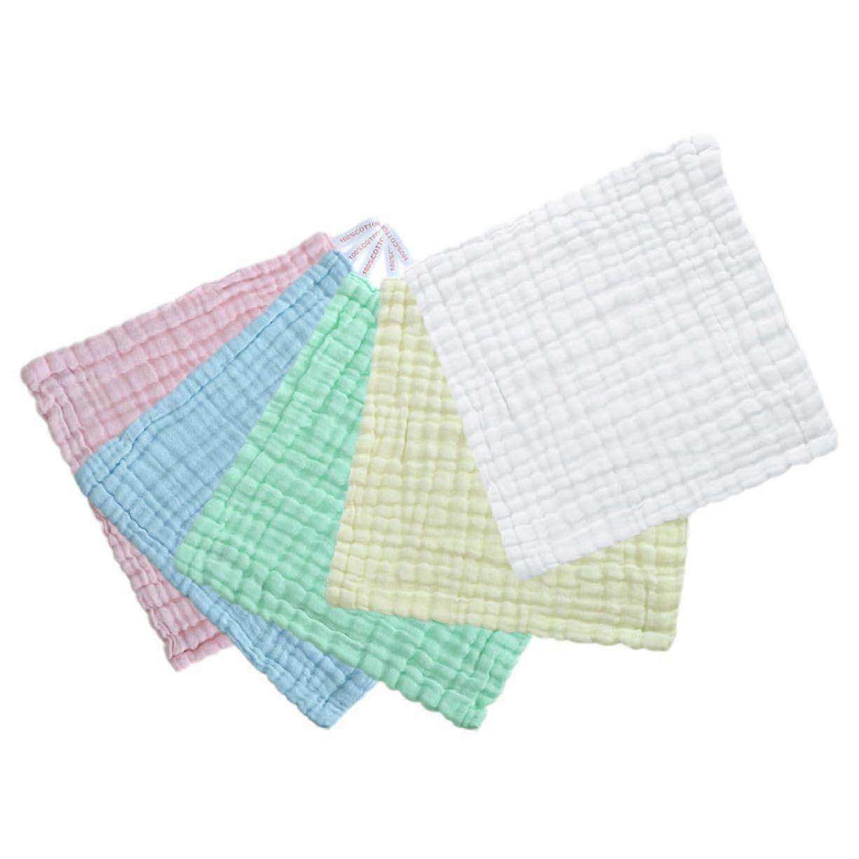Muslin Washcloths 5-Piece Multicolor Cotton Washcloths Set, Highly Absorbent, Reusable Face and Hand Towels