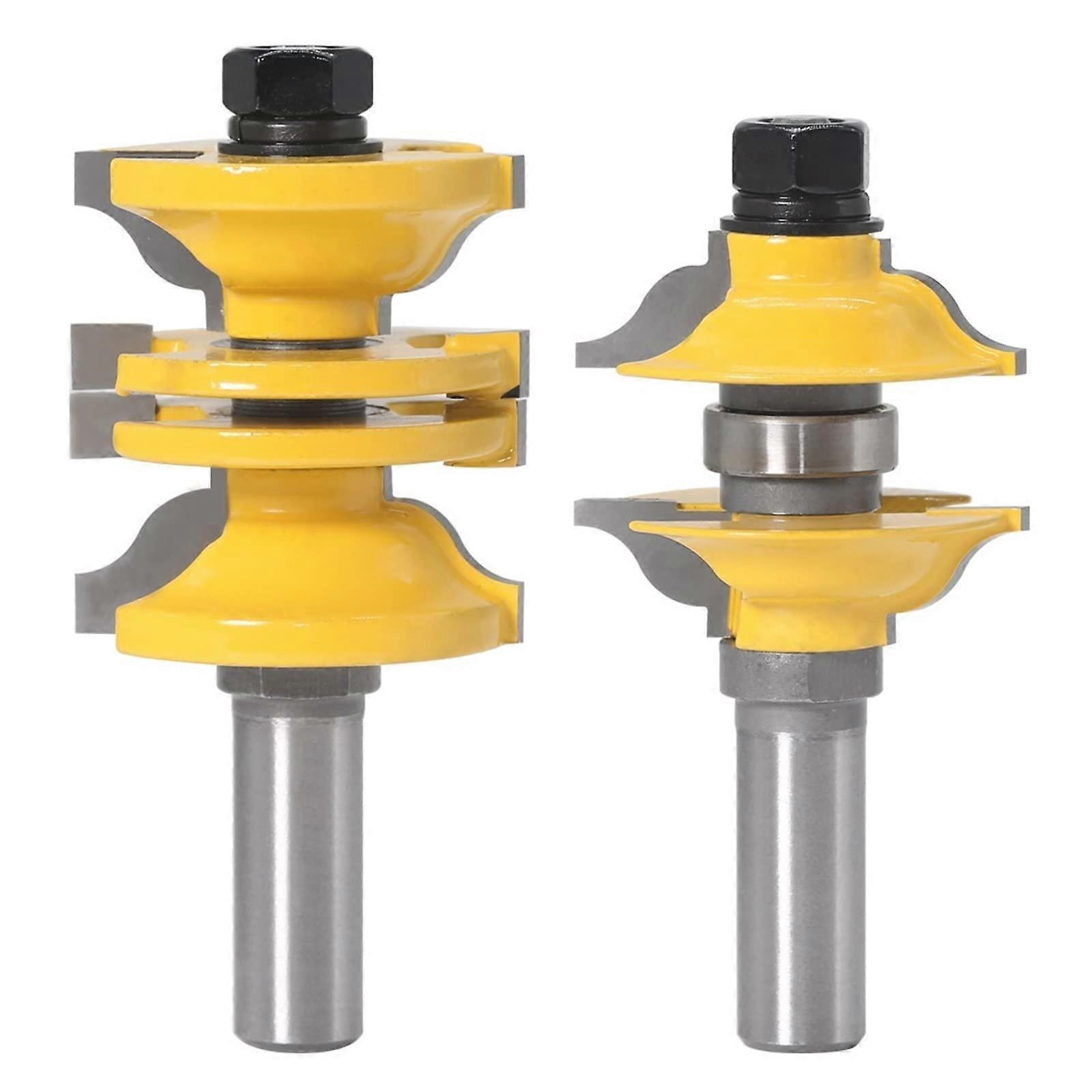 12mm 12.7mm Router Bits Set for Entrance Door Woodworking, 2-Piece Shank Rail and Stile Cutter Set
