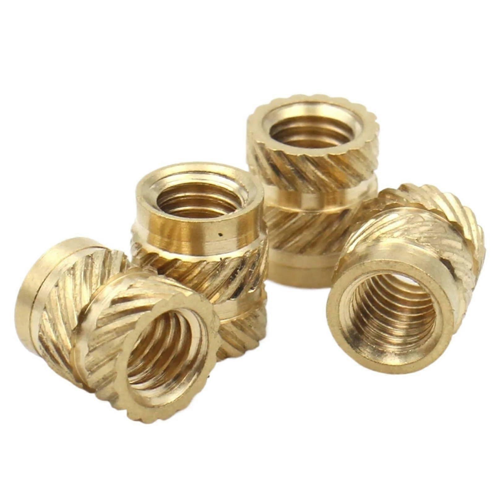 Brass Nut M1M8 Copper Female Thread Inserts Knurled (M8, OD 10mm, 8mm) 10pcs