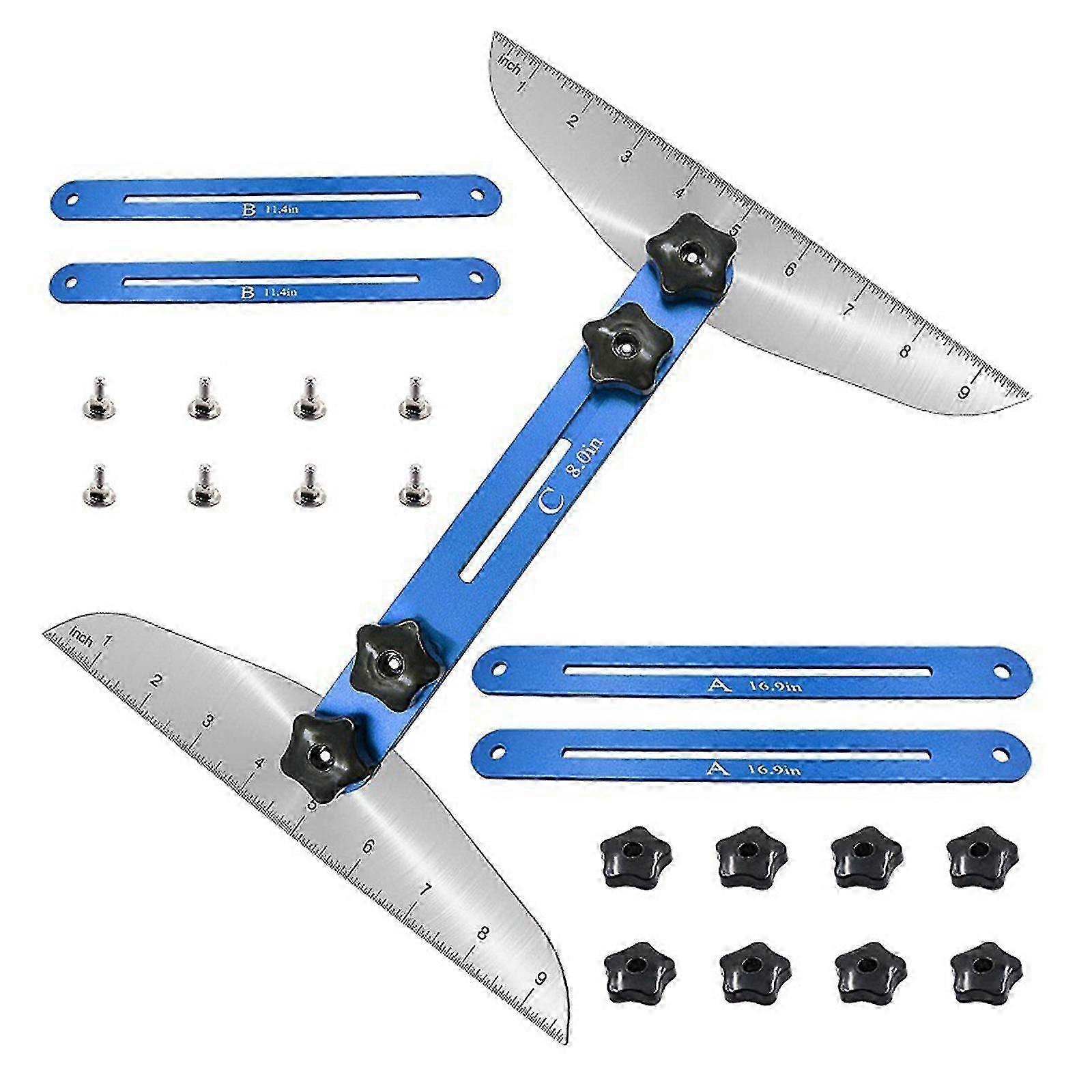 100%新しい伸縮定規階段踏面テンプレートツール青家庭用測定階段用多機能金属ツールベストディスカウント