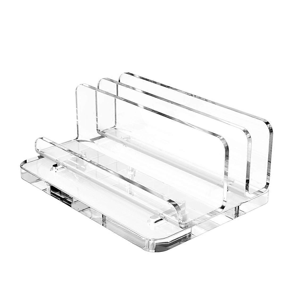Vertical Laptop Stand, Acrylic Laptop Holder Desk with Adjustable Dock, Dual Desktop Notebook Stand