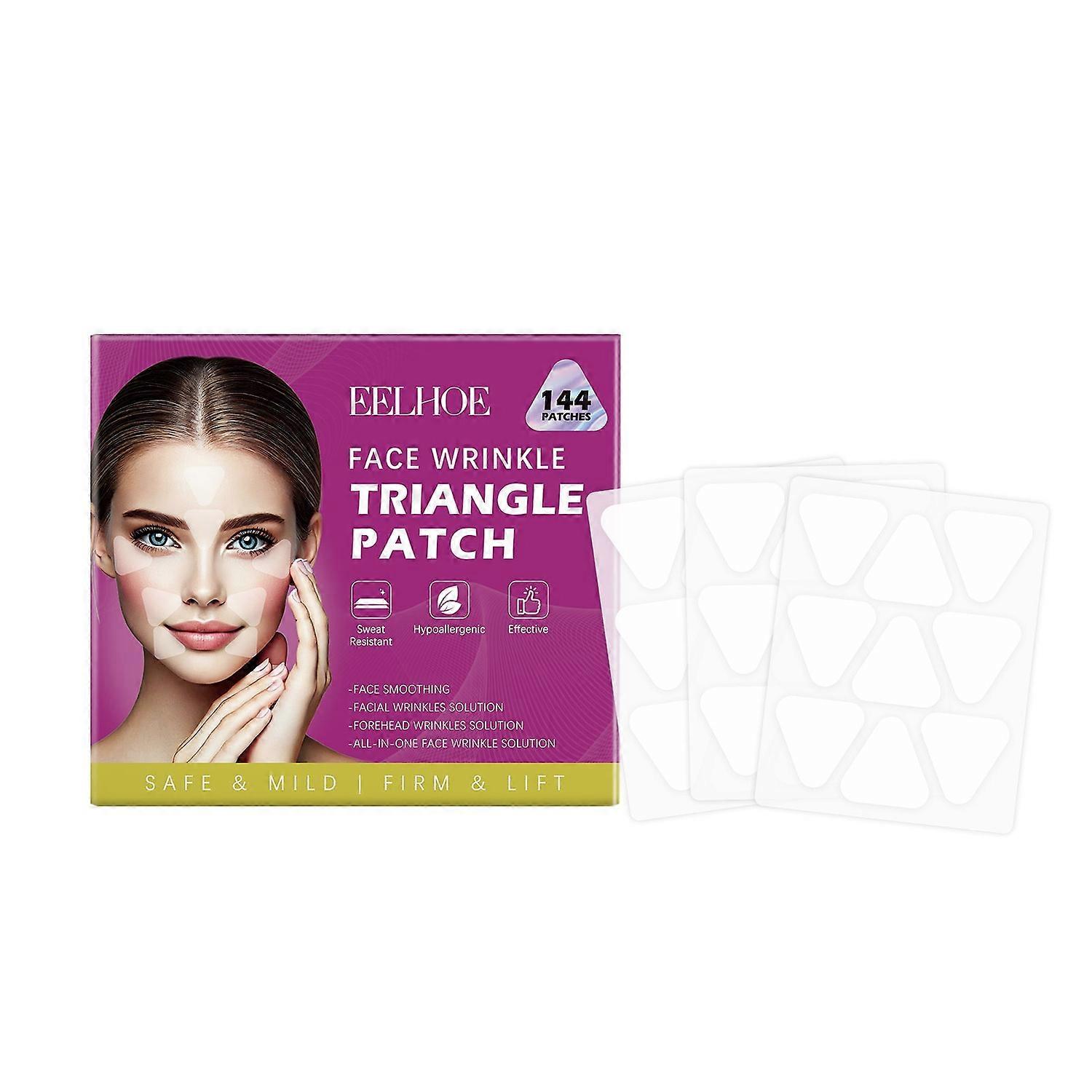 1-6x EELHOE 144PCS Face Wrinkle Triangle Patches Night Repair Patches for Face Fine Lines Reduction
