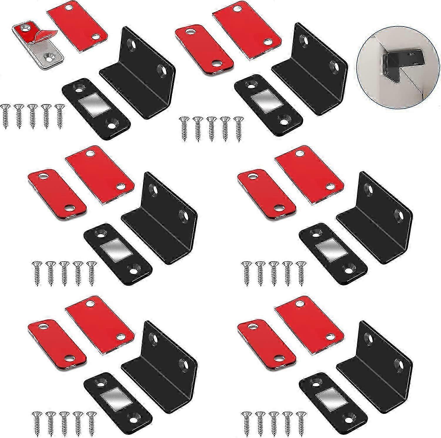 クローゼットドアマグネット6個スリムスティックオン磁気ラッチ、ドアマグネット、クローゼットマグネット(ブラック)