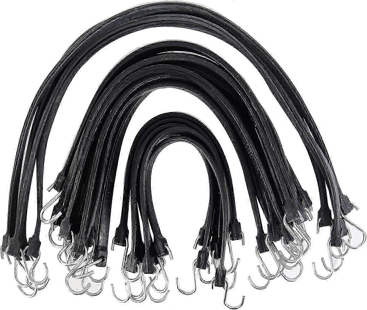 STANDARD 6 Pack 15'' Adjustable Rubber Tarp Straps, EPDM Bungee Cords with Hooks, Ideal for Securing Tarps