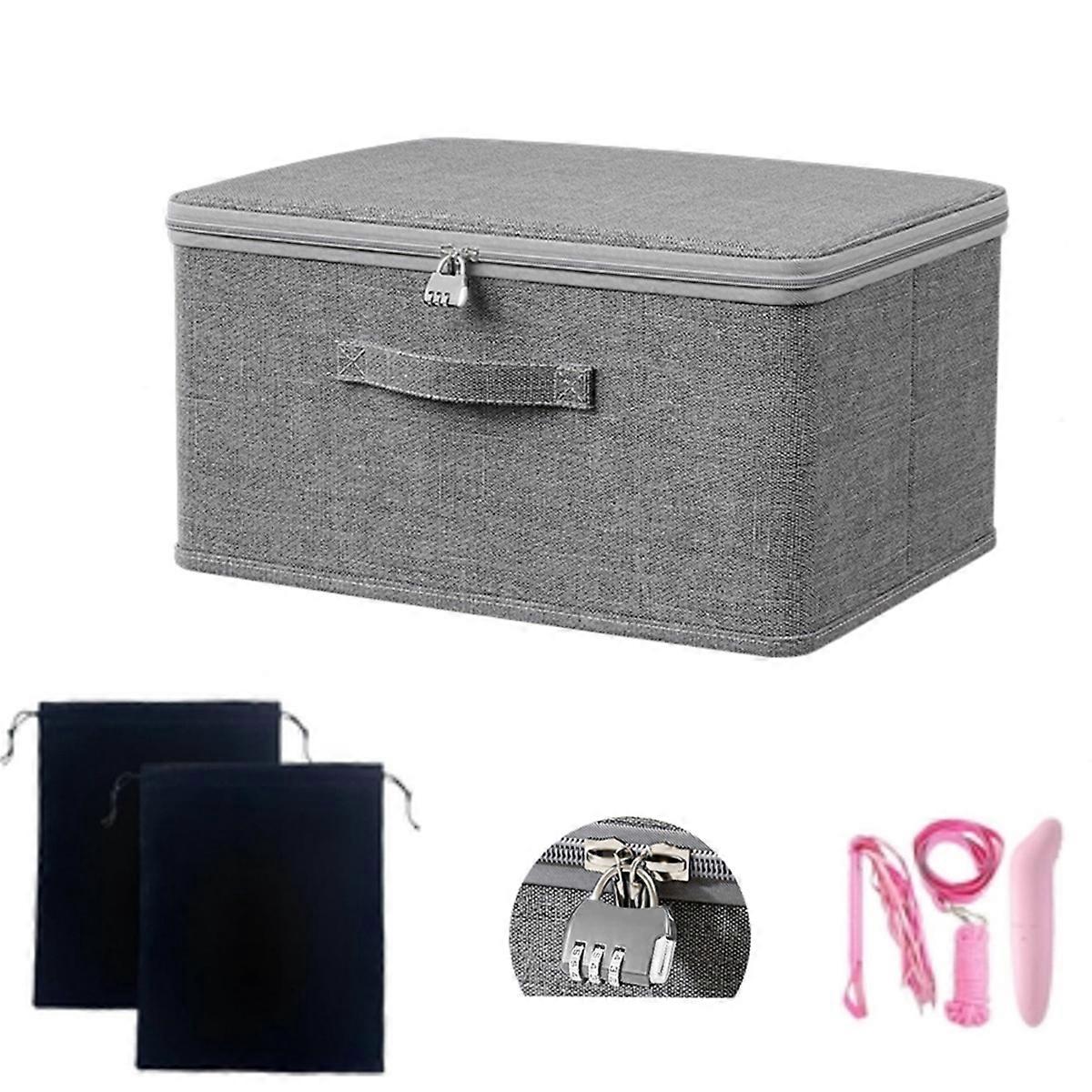 Locking Adult Game Toy Storage Organizer Lock Box Toy Storage Grey