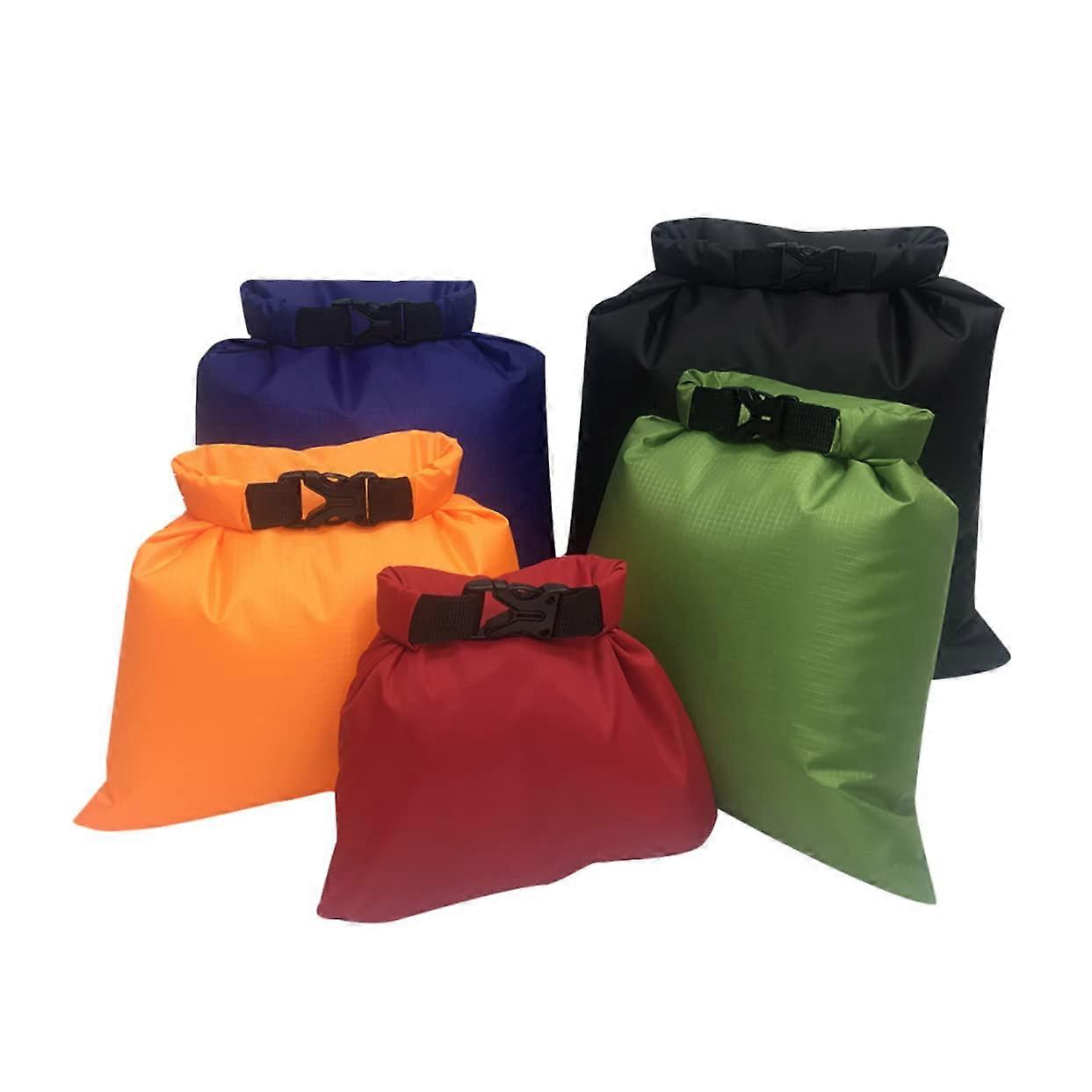 Dry Bags Set Of 5 Waterproof Storage Pouches Keeps Gear Safe For Camping Boating Kayaking And Rafting Assorted Colors