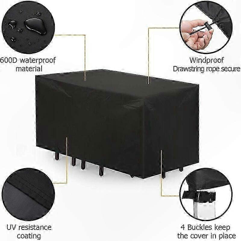 Durable Waterproof Cover for Outdoor Rectangular Furniture Sets, 600D Ox Material, Breathable & Protective