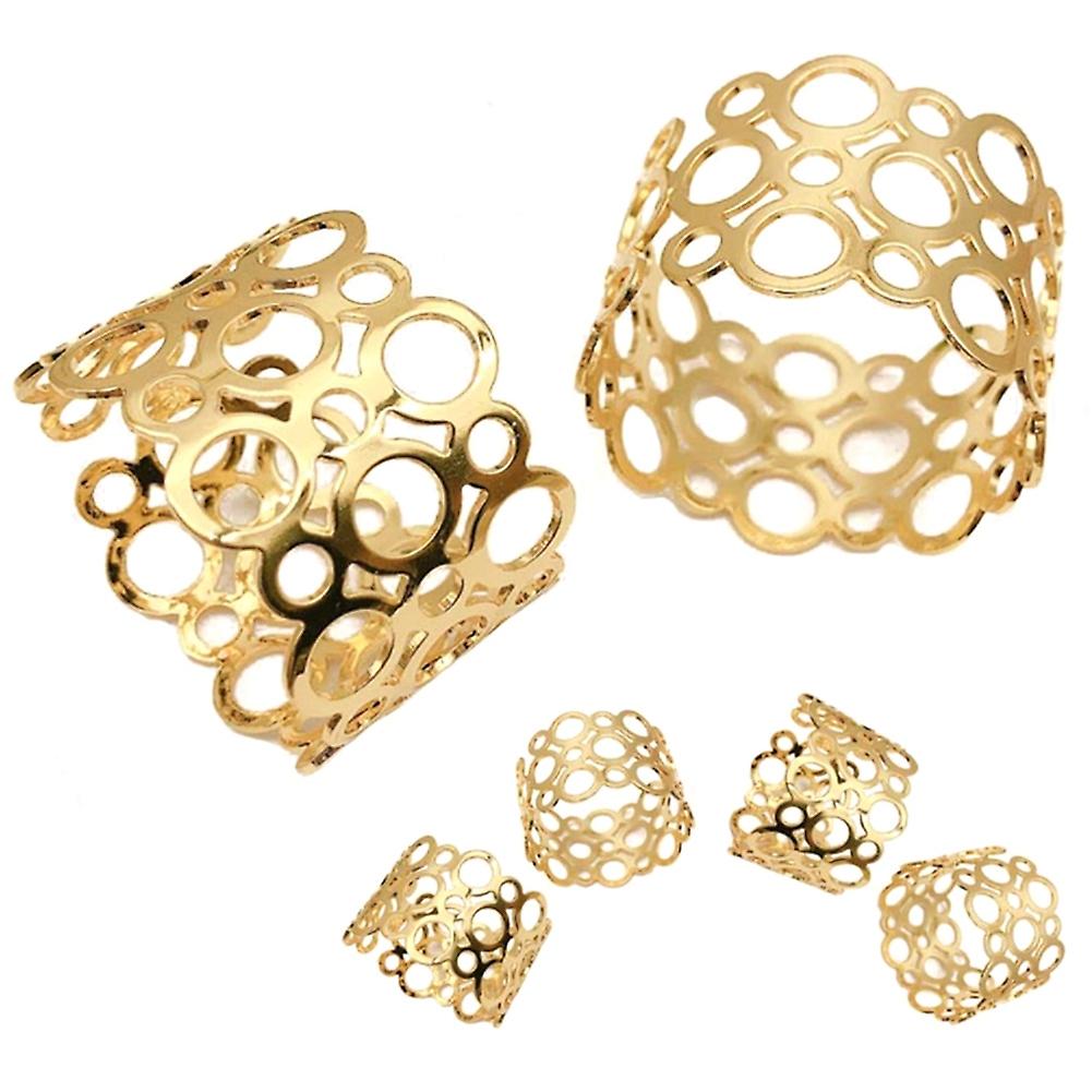 Napkin Ring, 6-Piece Metal Napkin Holder, Party Dinner Christmas Table Decoration, Hollow Round Des