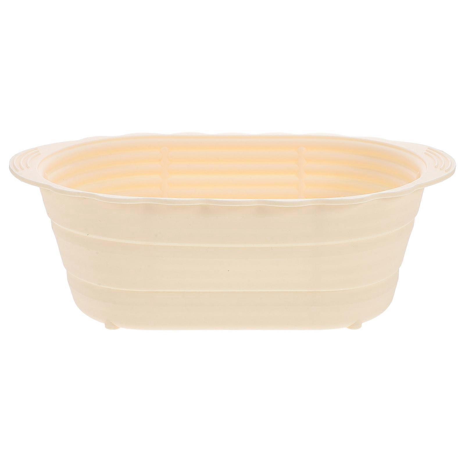 Beige Bread Proofing Basket Silicone Oval Banneton for Kitchen Use Foldable