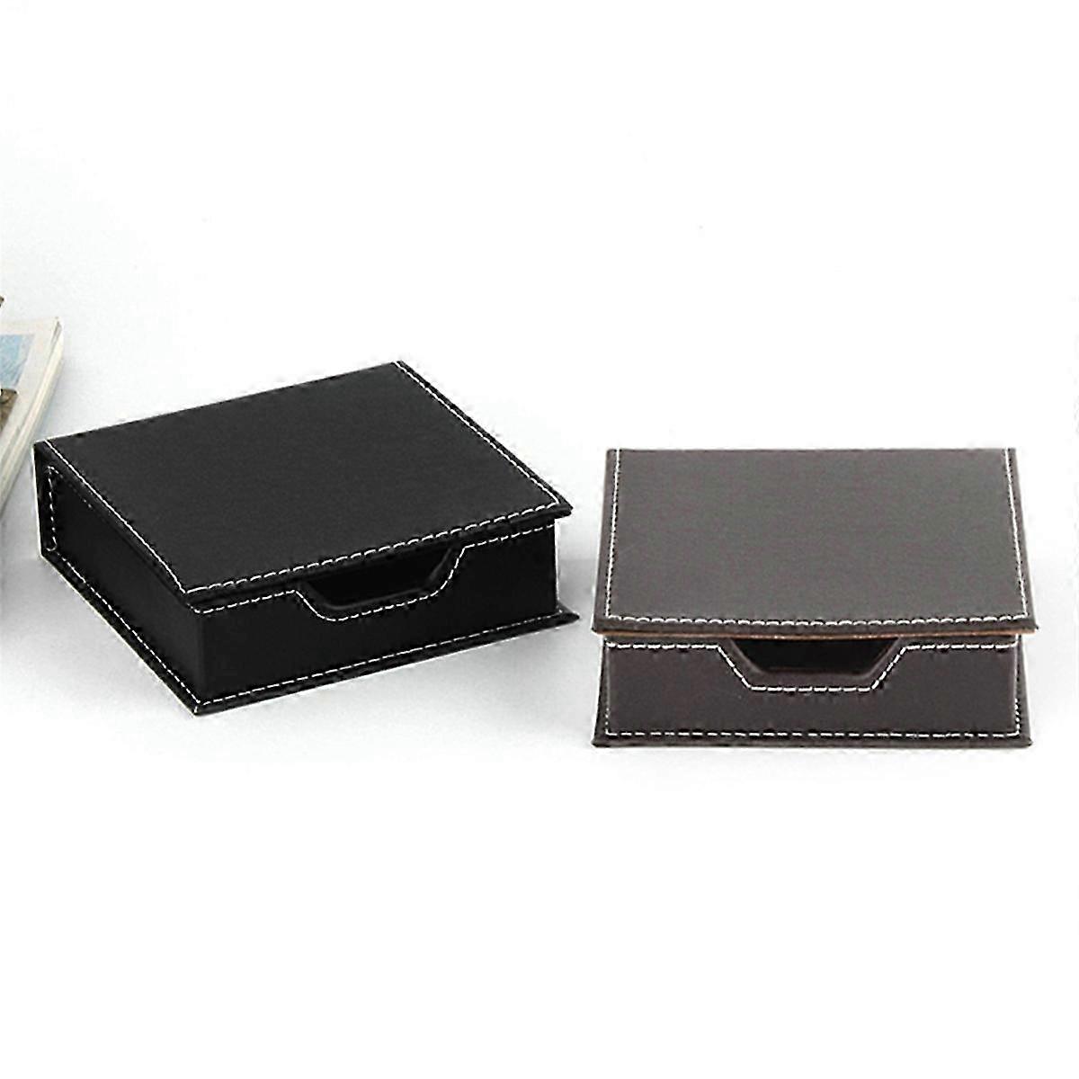 PU Leather Desk Accessories Organizer: Card Holder, Note Storage & Sticky Note Box