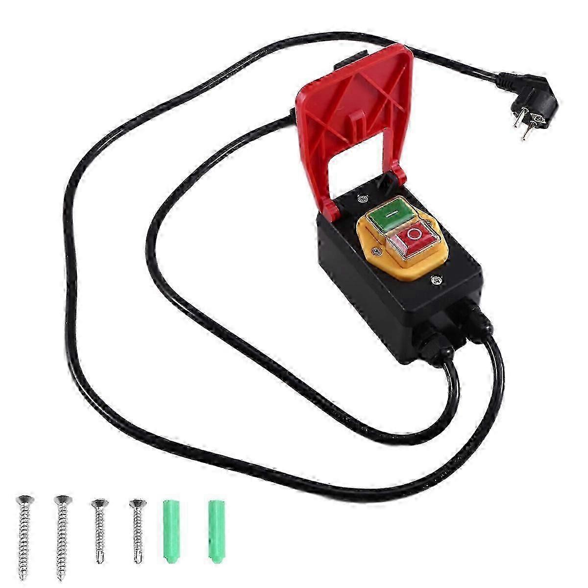 250V Single-Phase on/Off Switch Safety Switch, Zero Voltage Switch with Socket Emergency Off Switch Edition 0910