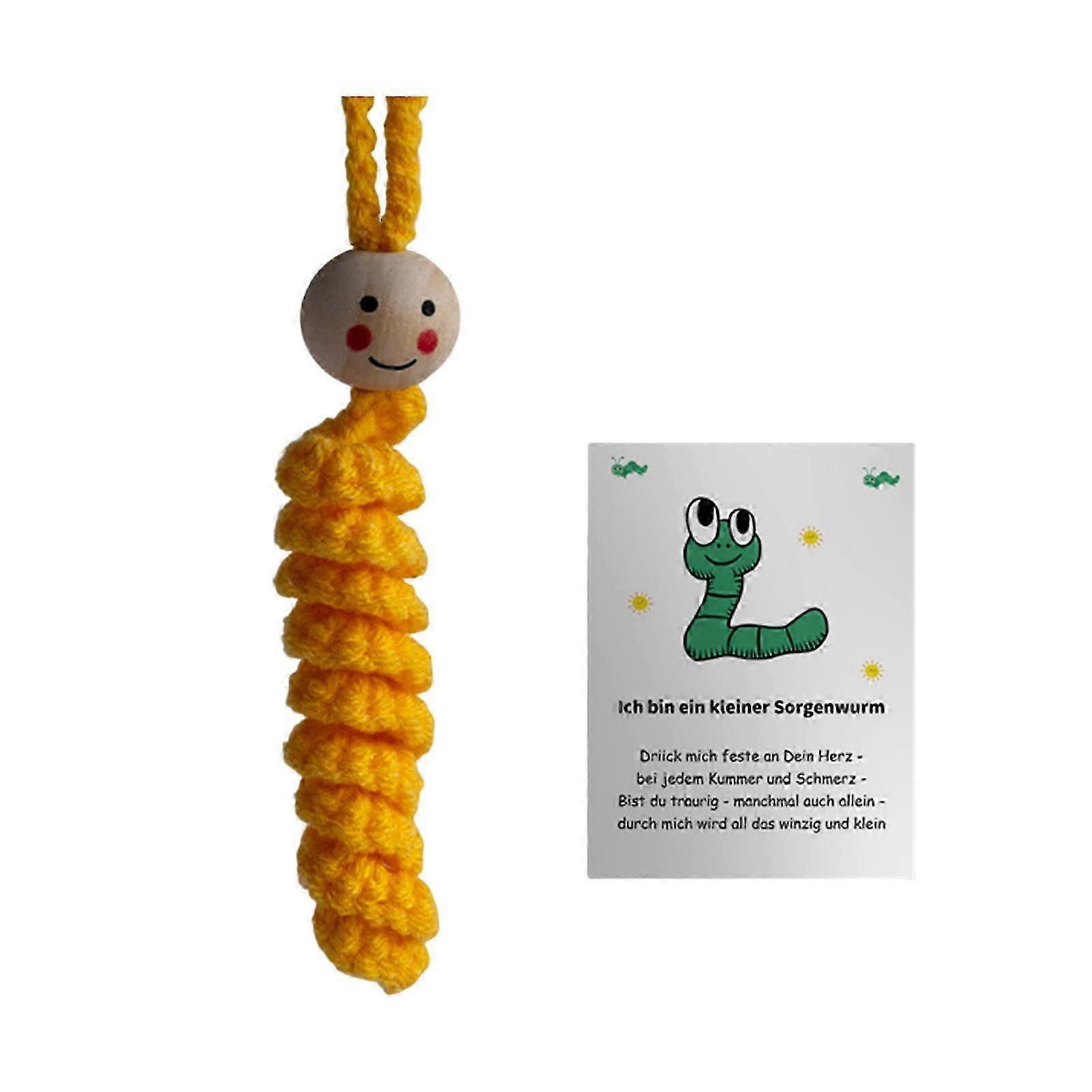 Bambola giocattolo a forma di bruco, realizzata a mano all'uncinetto, con filato colorato, zaino, specchietto retrovisore per auto, decorazione da appendere, ciondolo.