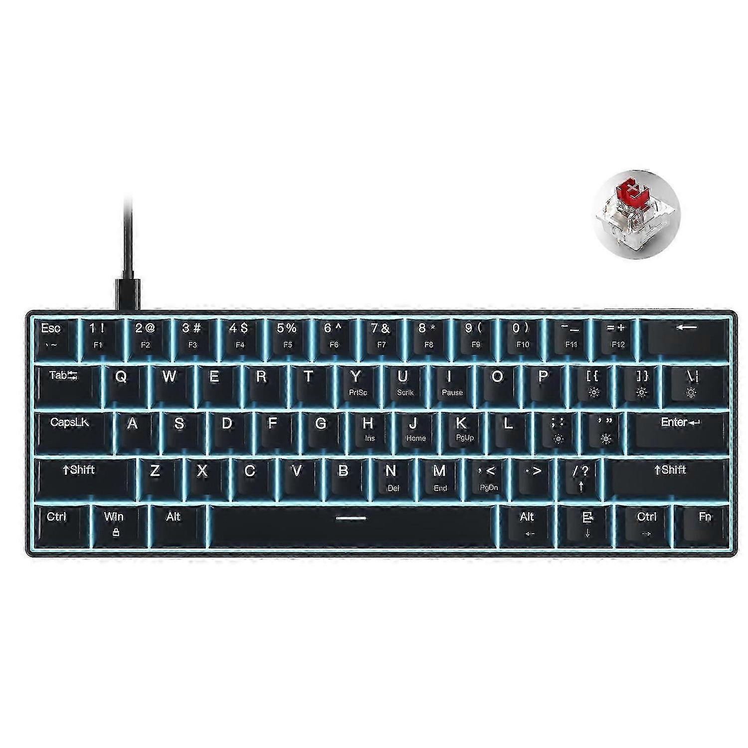 60% Compact Mechanical Keyboard with Blue Programmable customized Hot Swap