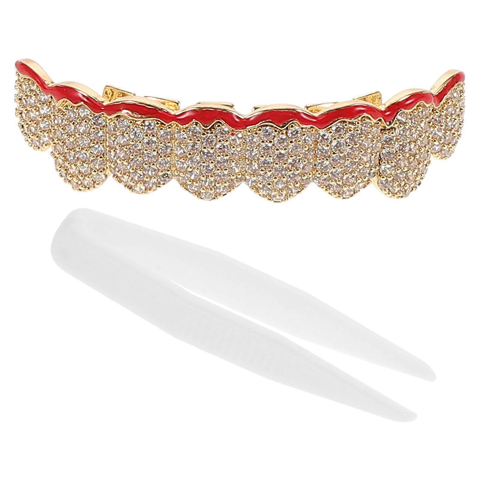Teeth for Rappers with Drip Oil Flame Pattern 1Set Copper