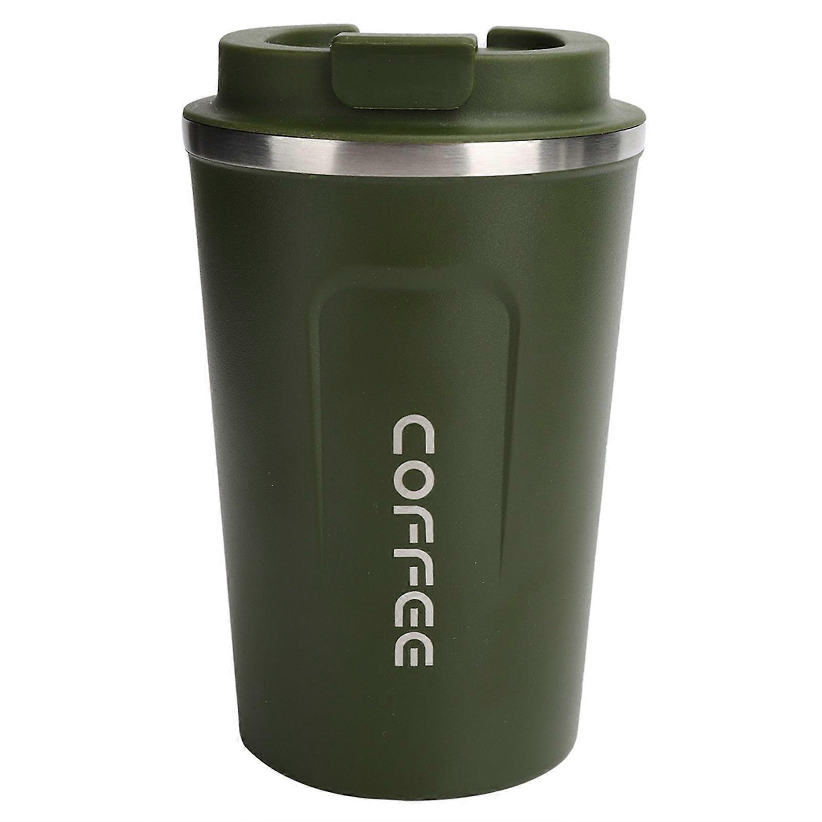 380ml Vacuum Mug DoubleLayer Stainless Steel Spill Proof Portable Car Coffee Cup(Green )