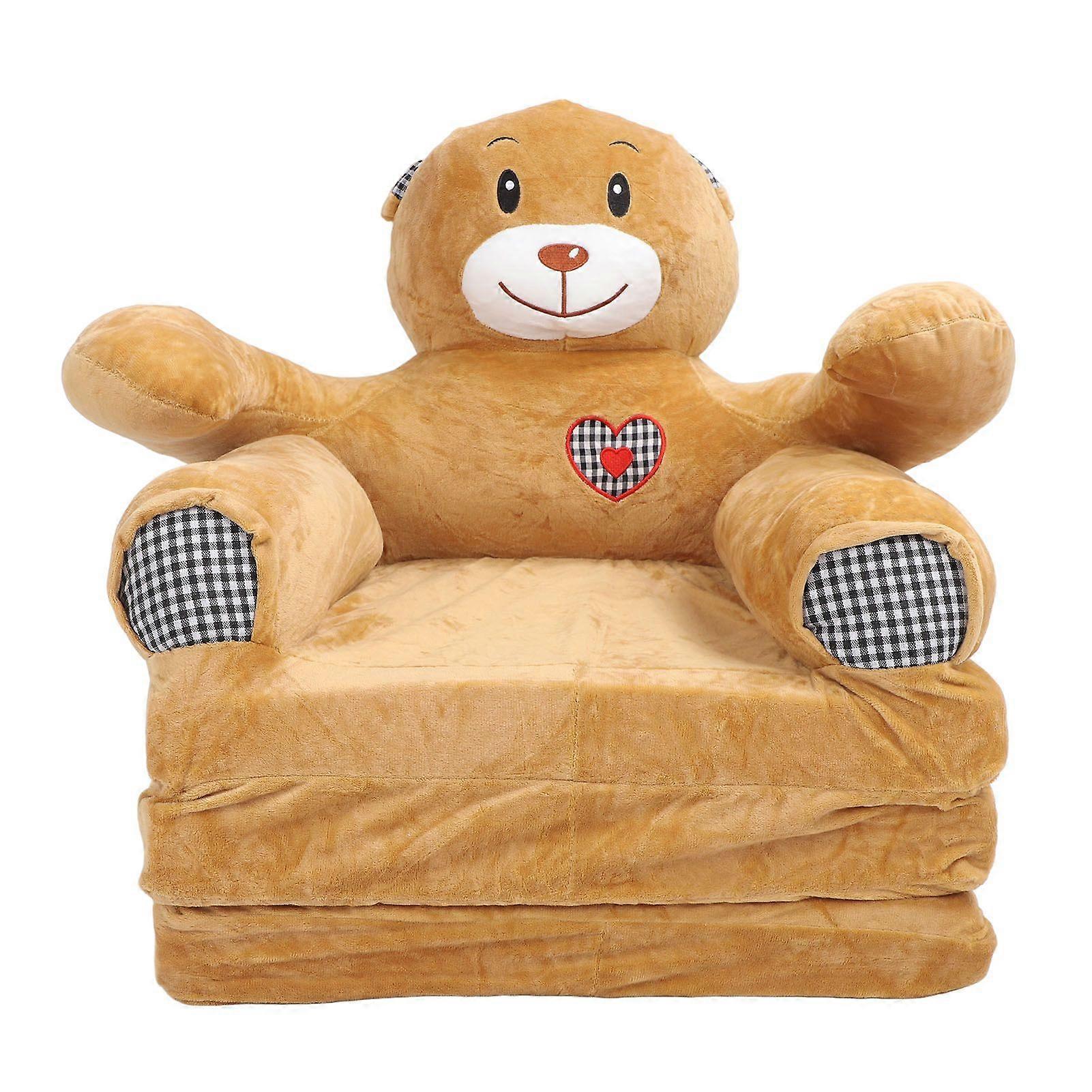 Kids Sofa Animal Cartoon Pattern Foldable Multifunctional Mini Couch for Reading Relaxing Sleeping Girl Boy Gift Bear Shape