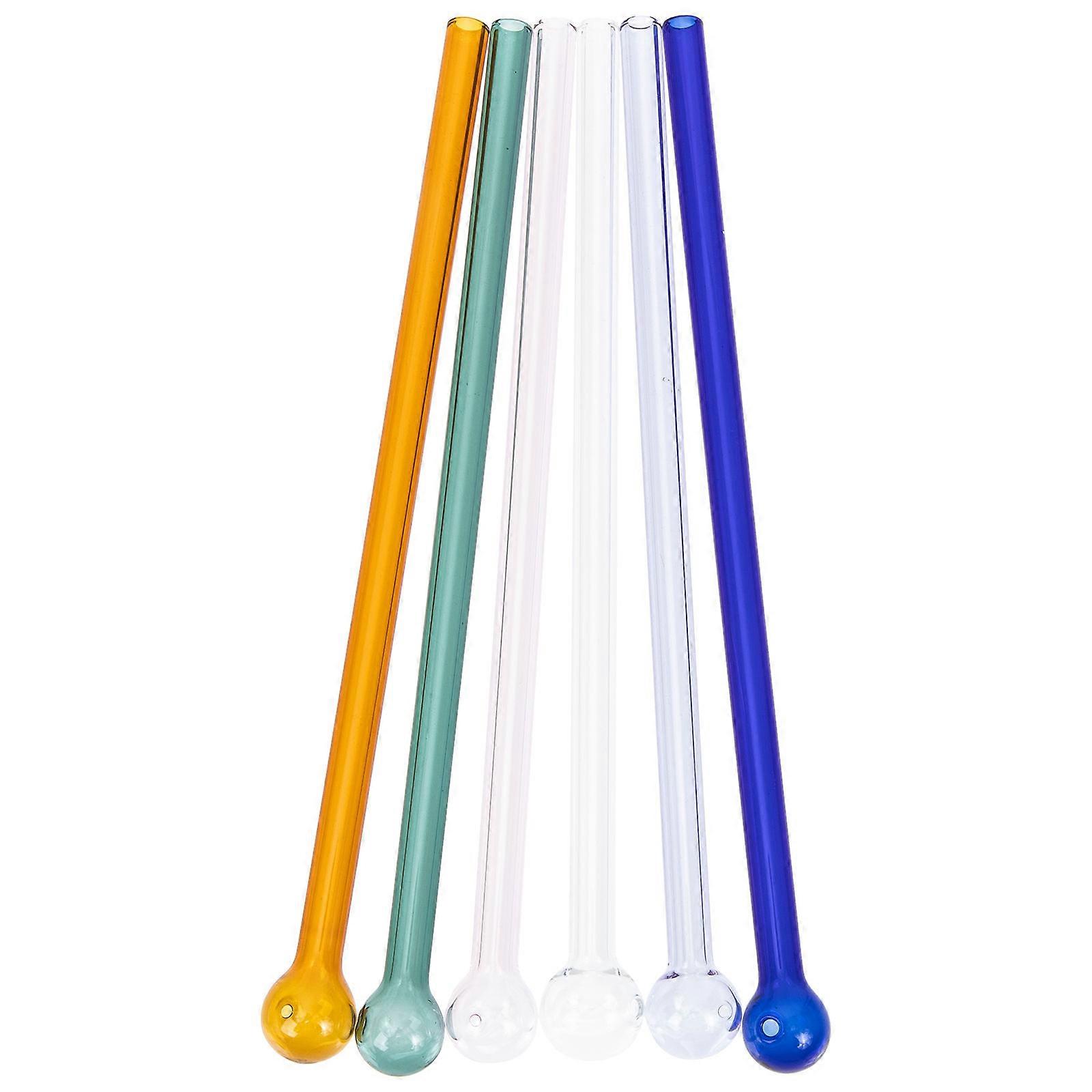 Assorted Cocktail Straw for Drinking 6Pcs Glass Drinking Straws
