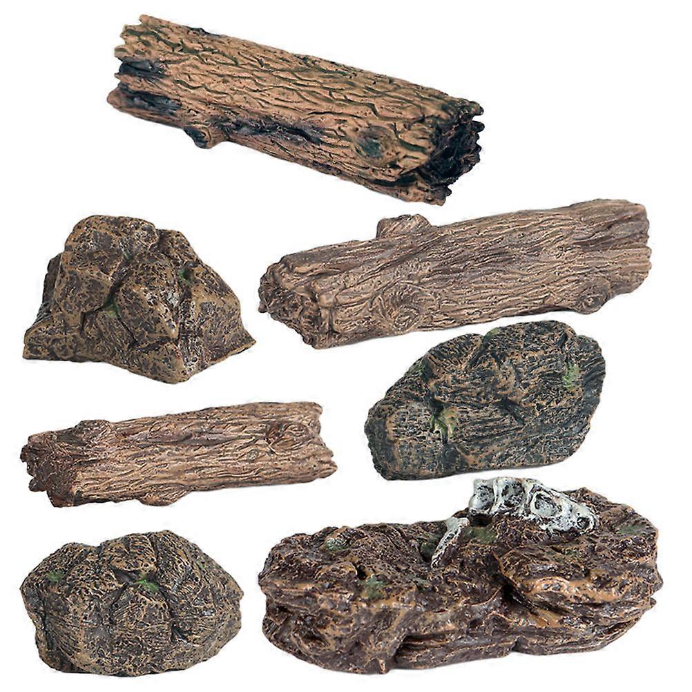 Fake Stone Model Mini Garden Ornament Artificial Tree Stump for Decor 21Pcs