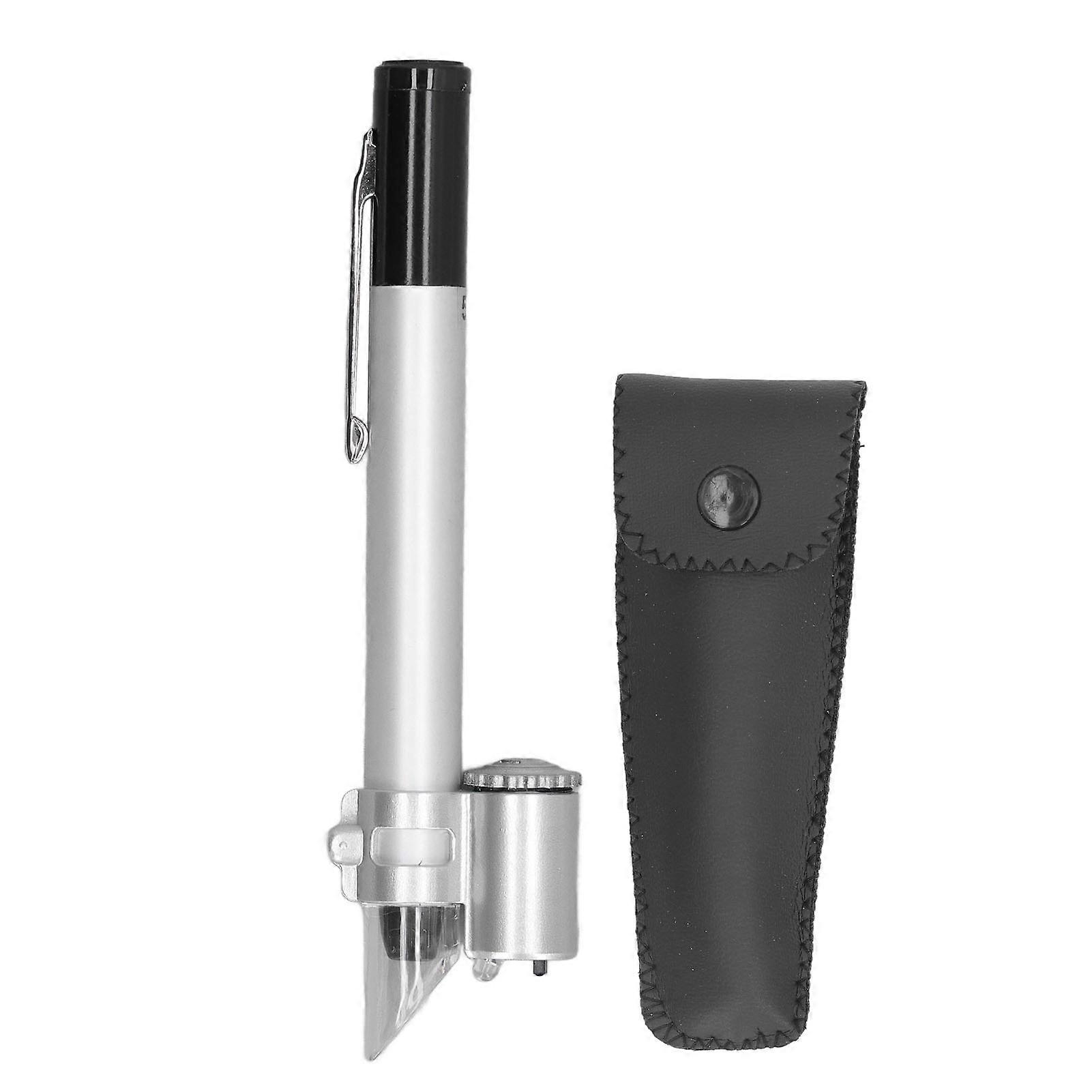 Microscope de type stylo 50X, loupe LED de poche portable transparente avec échelle pour laboratoire, maison, bijouterie