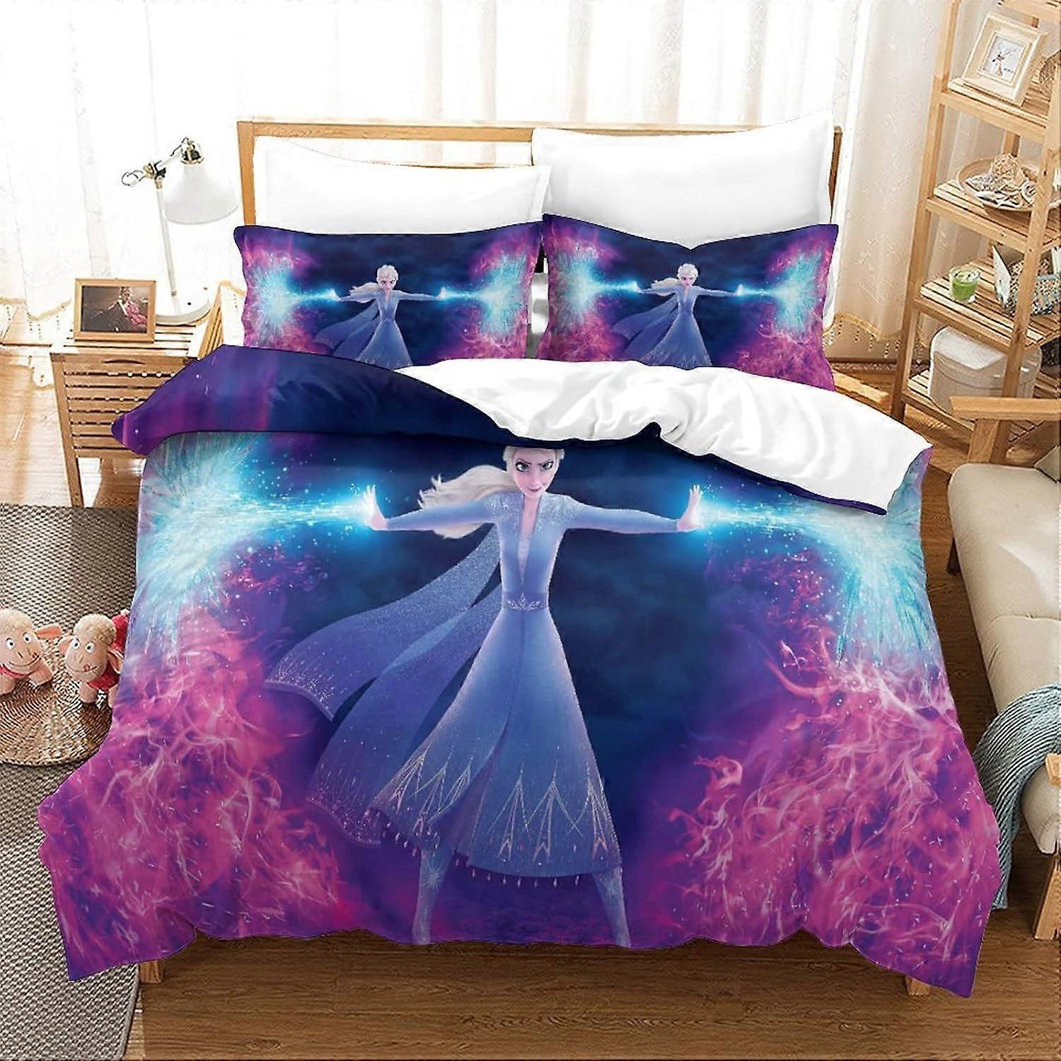 PIN1397 King Bed Duvet Cover Set Frozen Printed Duvet Covers King Size Bedding Sets With Zipper Closure Extra Soft Microfiber Easy Care Hypoallergenic