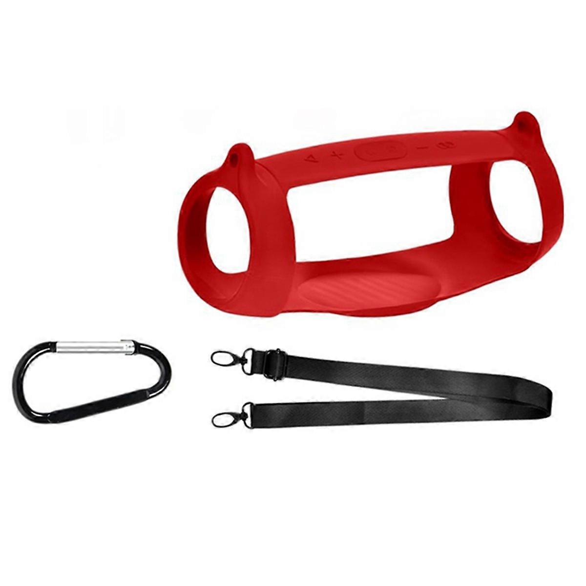 Case Cover for Charge 5 Bluetooth Speaker, Travel Carrying Protective with Shoulder Strap and Carabiner Red