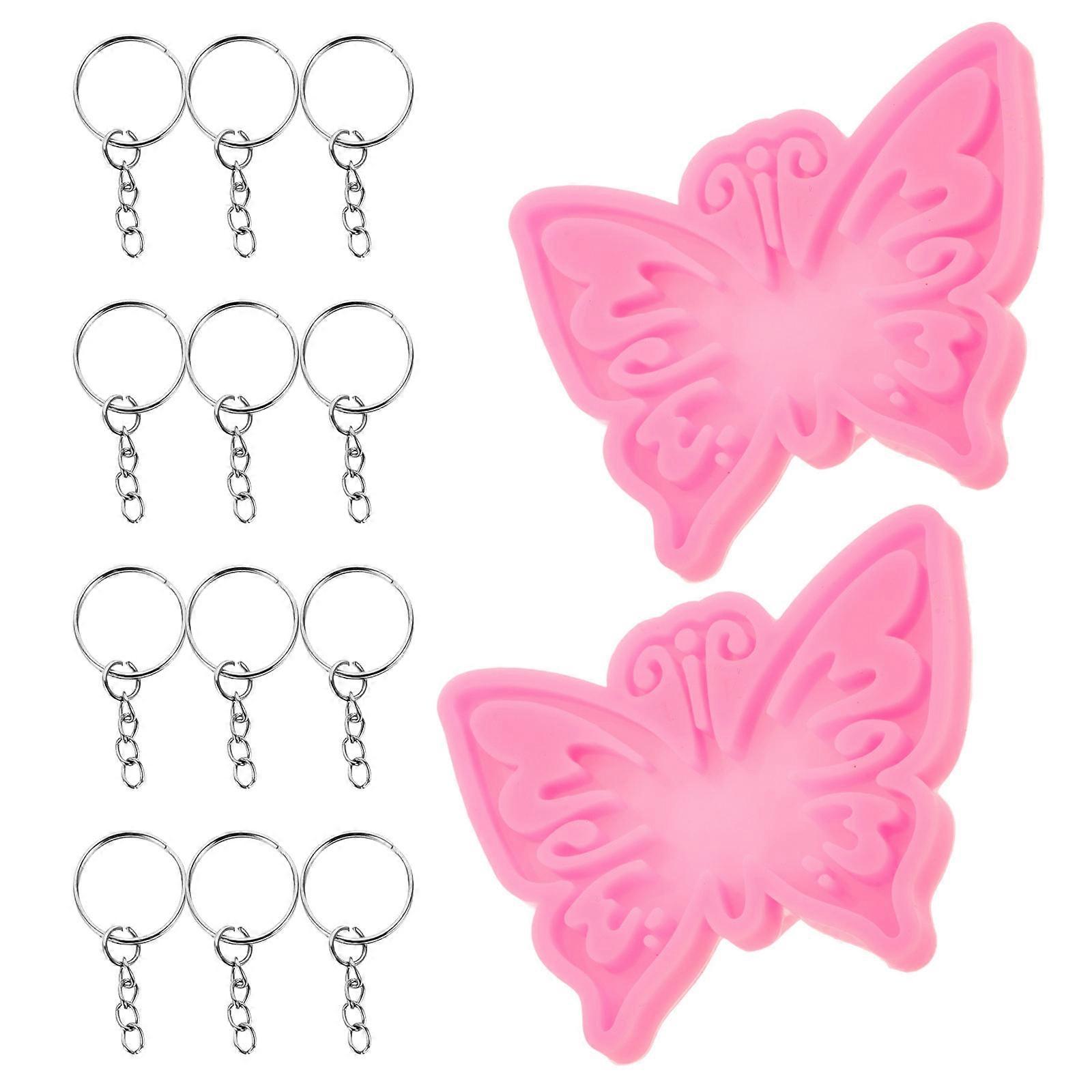 Silicone Butterfly Keychain Mold Set for DIY Making 1Set Pink Color