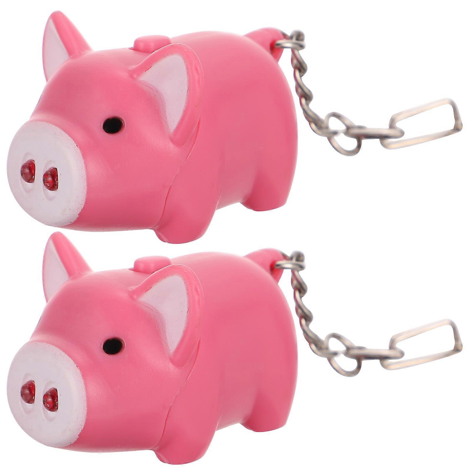 Luminous Key Chain Pig Design with Sound and Light 2Pcs for Home Use
