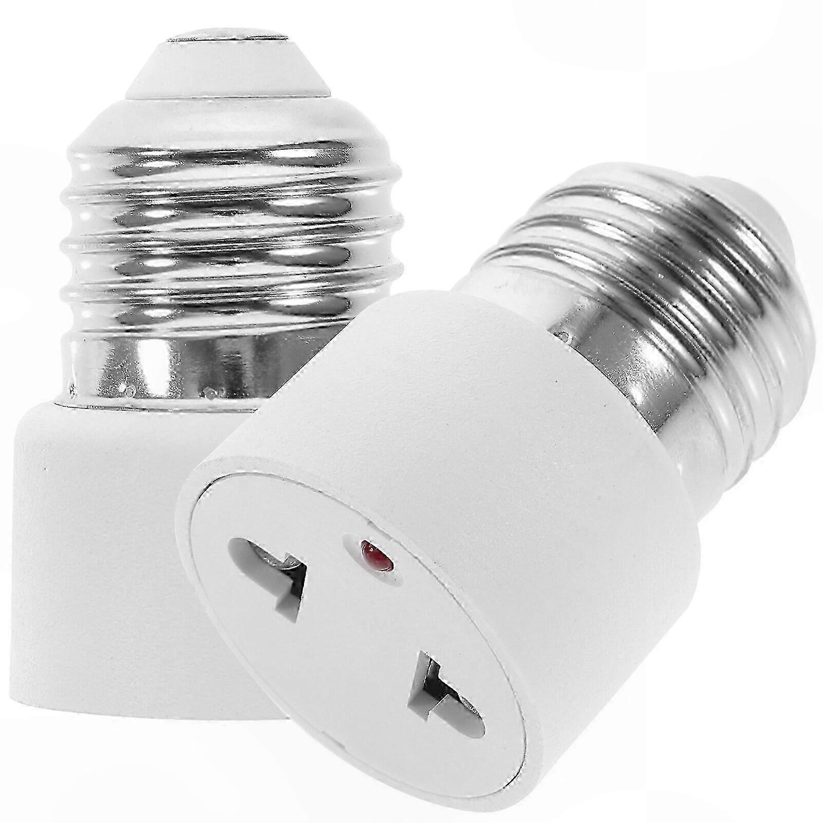 2-Pack E27 Light Socket to 2-Prong Plug Adapter, Bulb Socket Outlet Converter