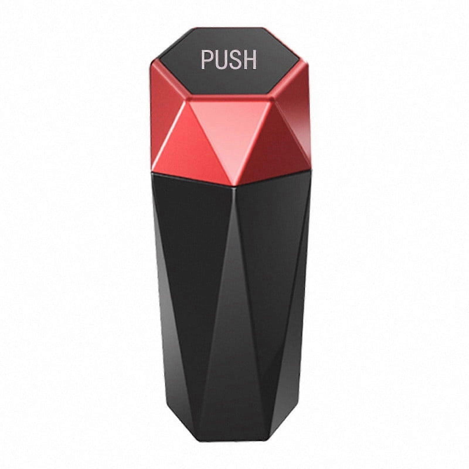 QTBIUQ Plastic Portable Car Trash Can with Lid , Easy to Clean Diamond Garbage Bin Red