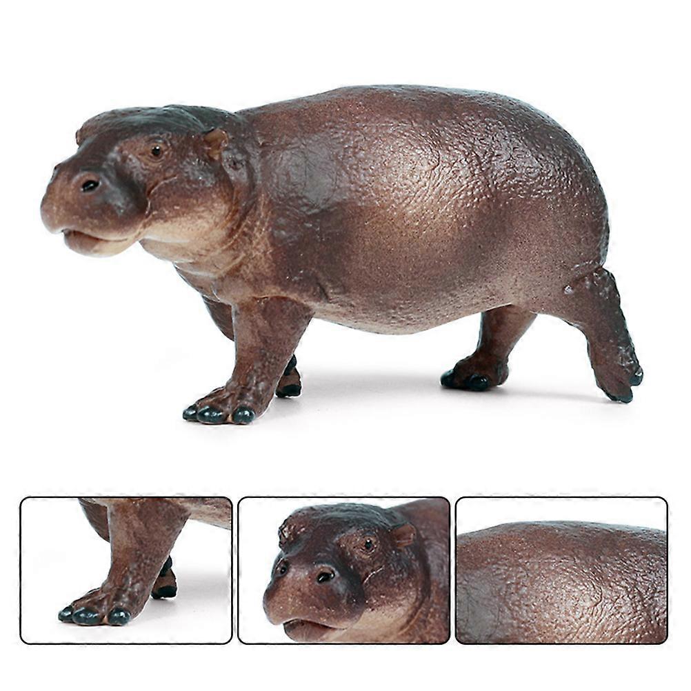 Hippo Model Simulation Hippo Ornament for Decoration 2Pcs Coffee Color
