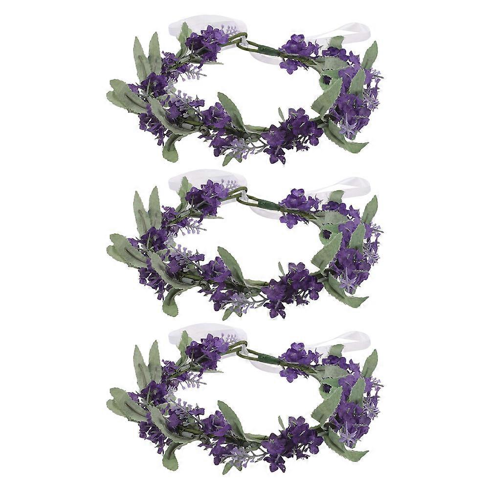 Floral Garlands Headband Ideal For Various Events Featuring Bohemian Style In Purple Color 3Pcs