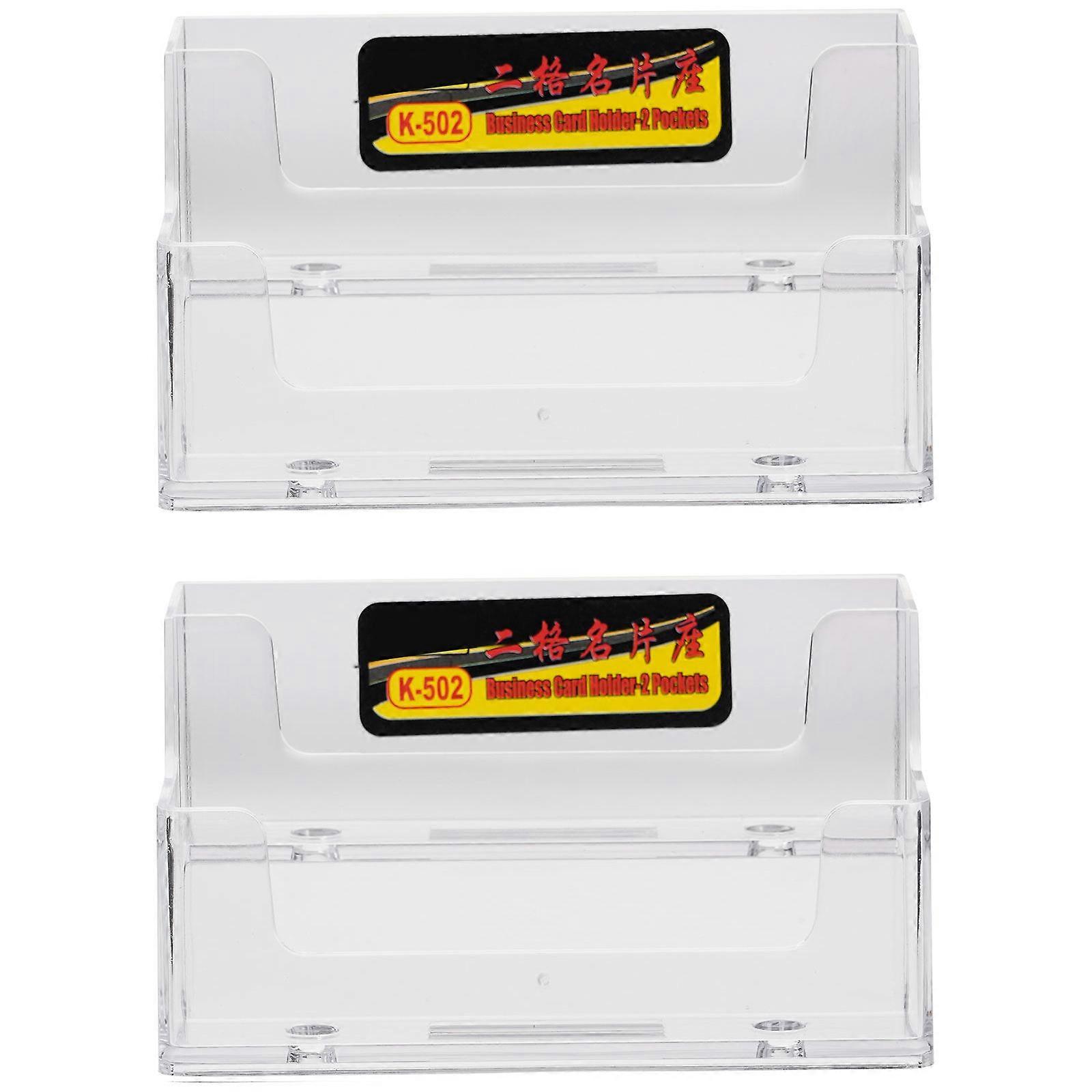 Desktop Cards Stand Acrylic Business Card Holder for Office Use 4Pcs