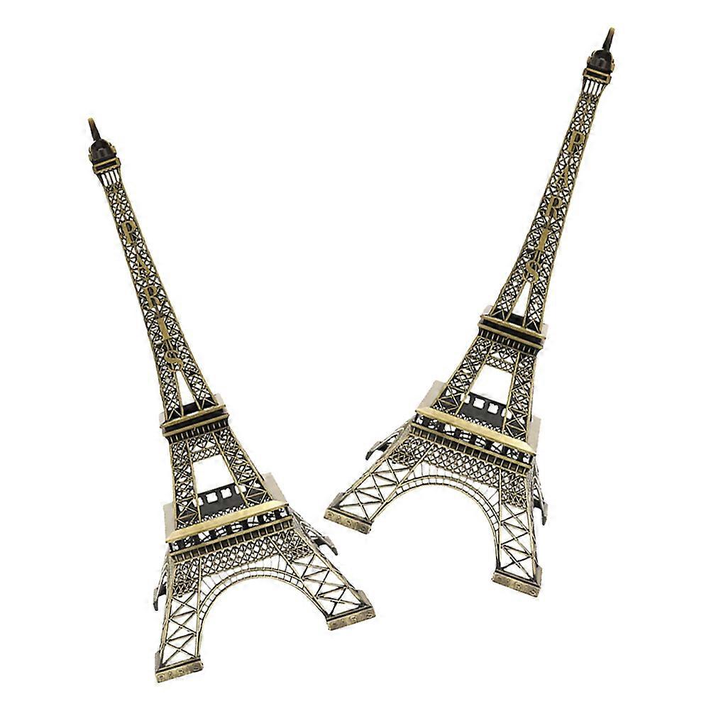 Eiffel Tower Model Decor for Decoration 2Pcs Zinc Alloy Coffee Figurines