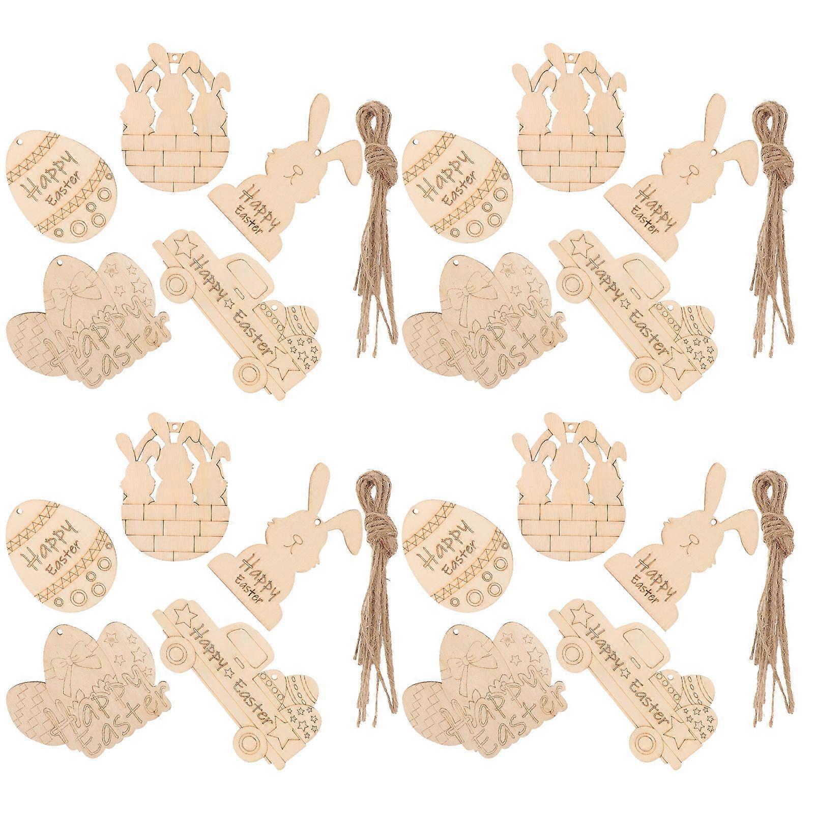 150 Pcs Unfinished Wooden Cutouts Easter Decorations For DIY Crafts Beige Rectangular Ornaments