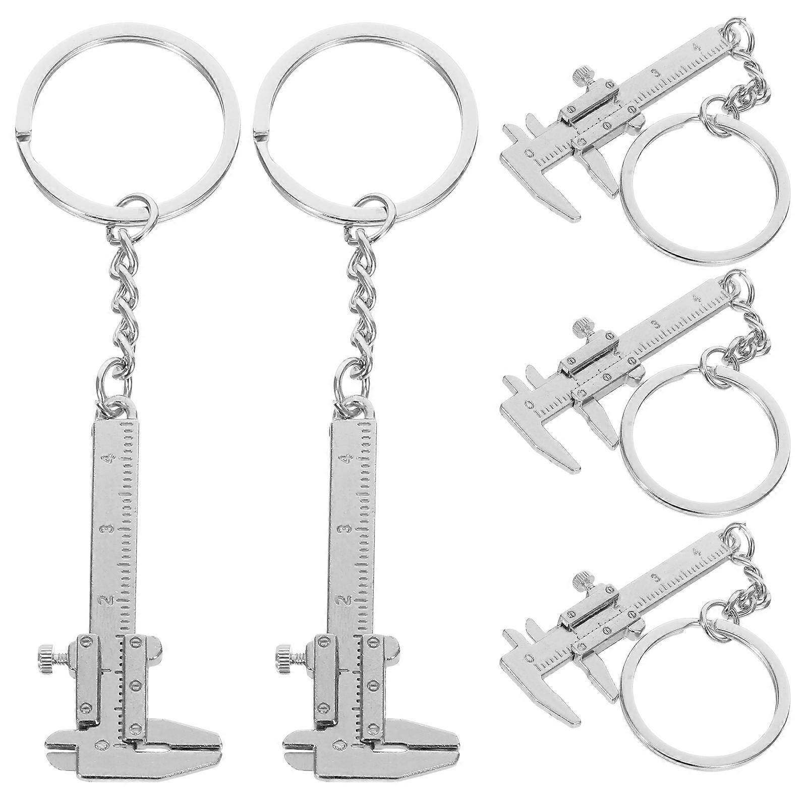 Pocket Caliper Pendant Ruler Keyring Daily Use Caliper Shape Retro Style Key Chain 5Pcs