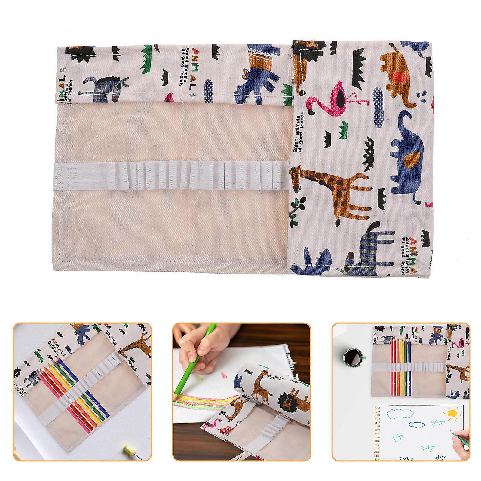 Canvas Pencil Wrap Case Roll Up Pouch Organizer for Storage 3Pcs