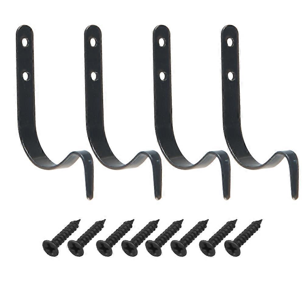 J Type Hook Metal Hook for Hanging Coat Black 12Pcs Practical Hanger