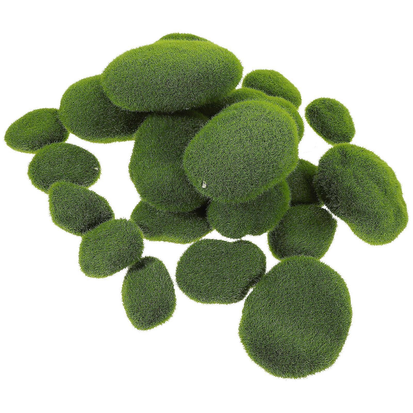 Artificial Moss Rocks 40Pcs Green Plastic for Home Decor with Lifelike Texture