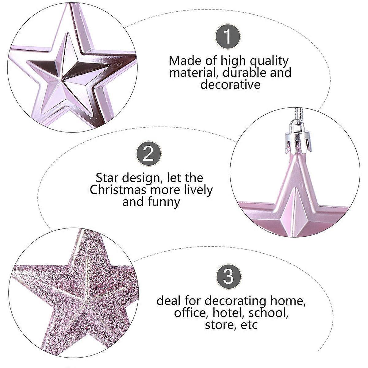 Christmas Tree Plastic Five-Pointed Star Decor for Decoration 18Pcs