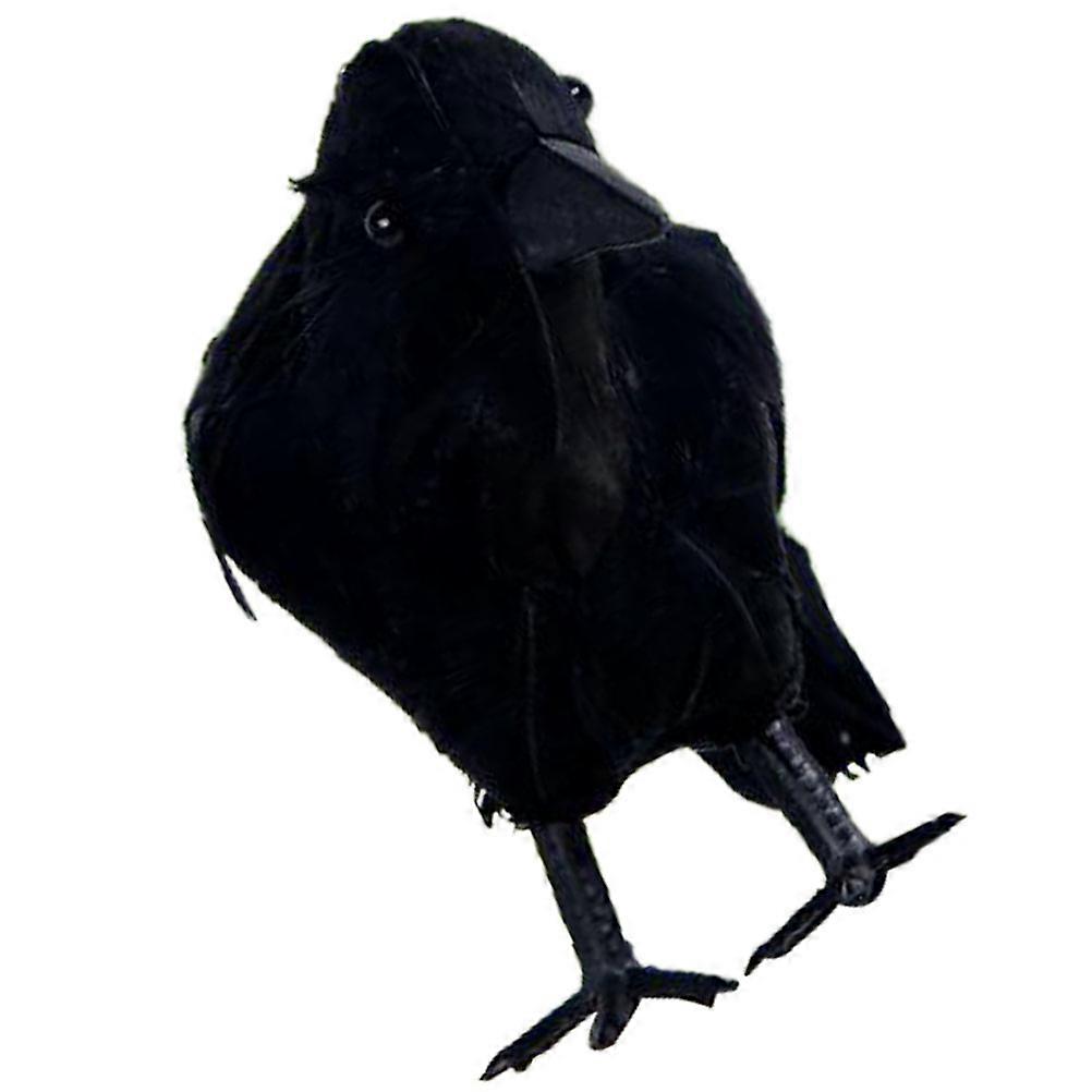 Black Crow Figurine Halloween Decor for 4Pcs Simulation Crow Ornaments