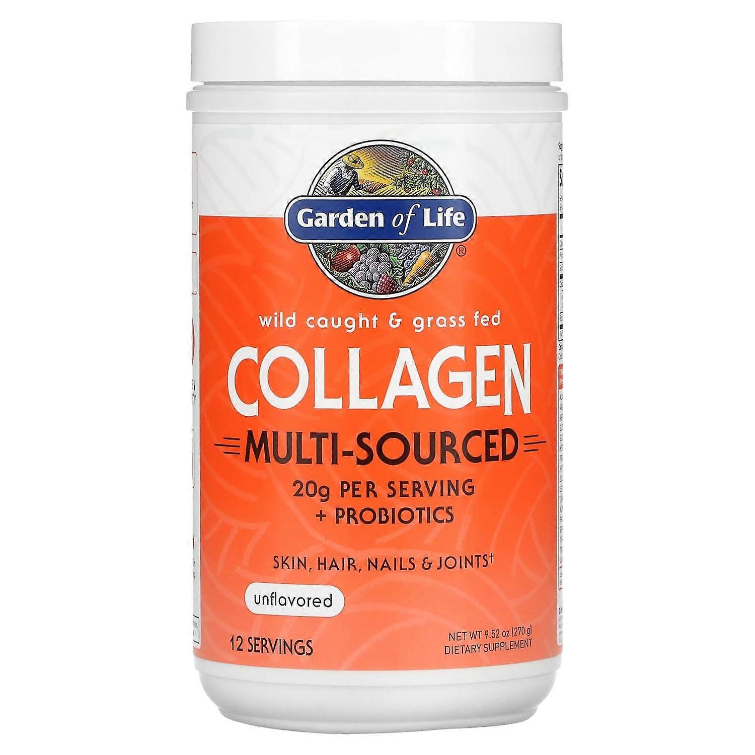 Garden of Life, Wild Caught & Grass Fed Collagen, Multi-Sourced, Unflavored, 9.52 oz (270 g)