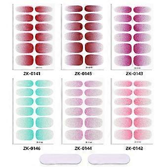 Gradienten zwiebel pulver nagel aufkleber 12-finger set flash wasserdichte nagel aufkleber heißer verkauf nagel aufkleber 6 arten ZK-0141-0146 nagel aufkleber + zwei