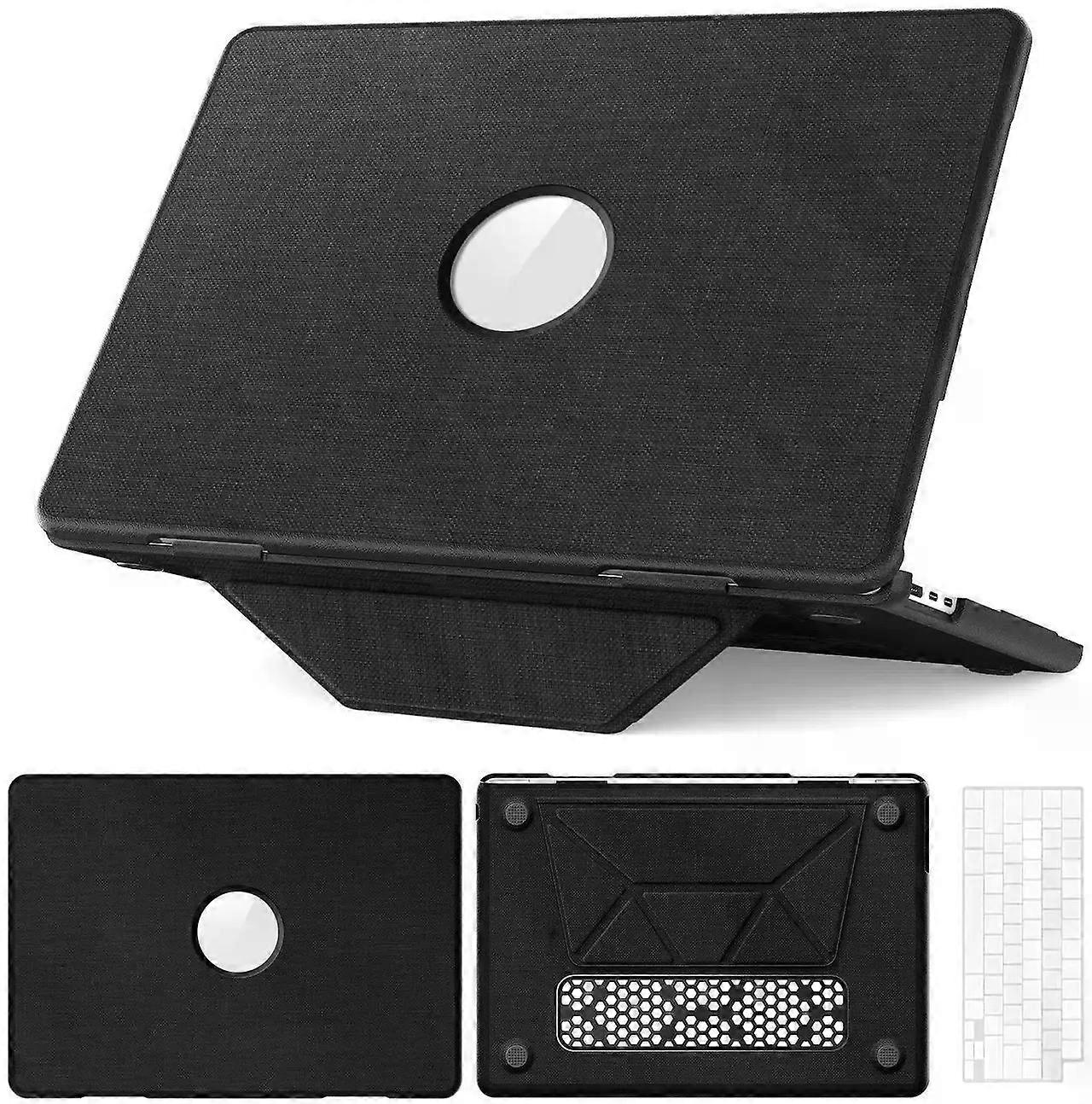 for MacBook Air 13.6 inch Case 2025 2024 2023 2022 M4 A3240 M3 A3113 M2 A2681, Woven Fabric Textured Hard Shell Cover with Foldable Kickstand & Keyboa