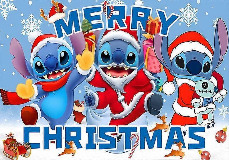 Stitch Party Background Cloth Christmas Children Birthday Decoration Banner Baby Bath Photo Props Santa Claus
