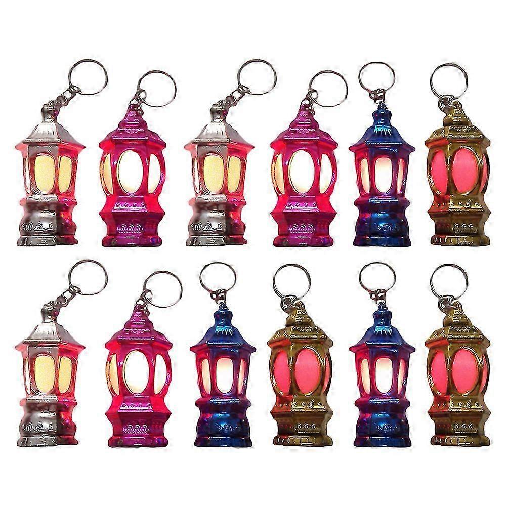 40Pcs Muslim Ramadan Lantern Key Chain Key Ring Pendants Charm with LED Light