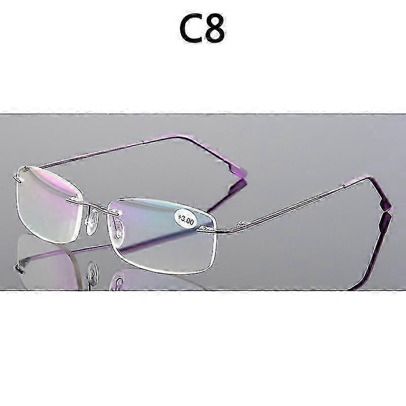 Rimless Titanium Alloy Foldable Reading Glasses for Men & Women with Square Frames
