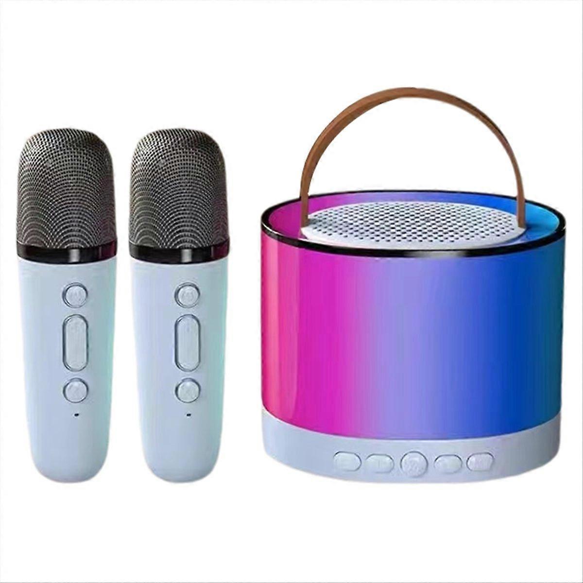 blue Mini Karaoke Machine with 2 Wireless Microphones