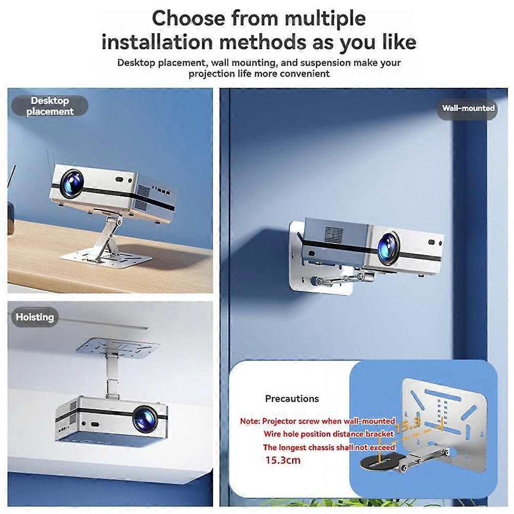 Universal Projector Bracket with 1/4 Inch Screw Desk, Ceiling and Wall Mount Adjustable Foldable Projector Stand Black