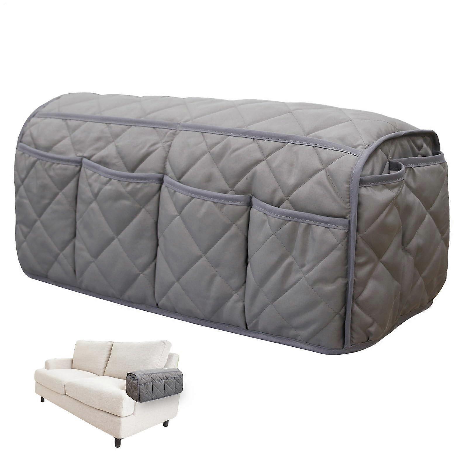 Armrest Organizer Side Pocket For Sofa 14Compartment Compact Bag Remote Control Magazines Devices Gray